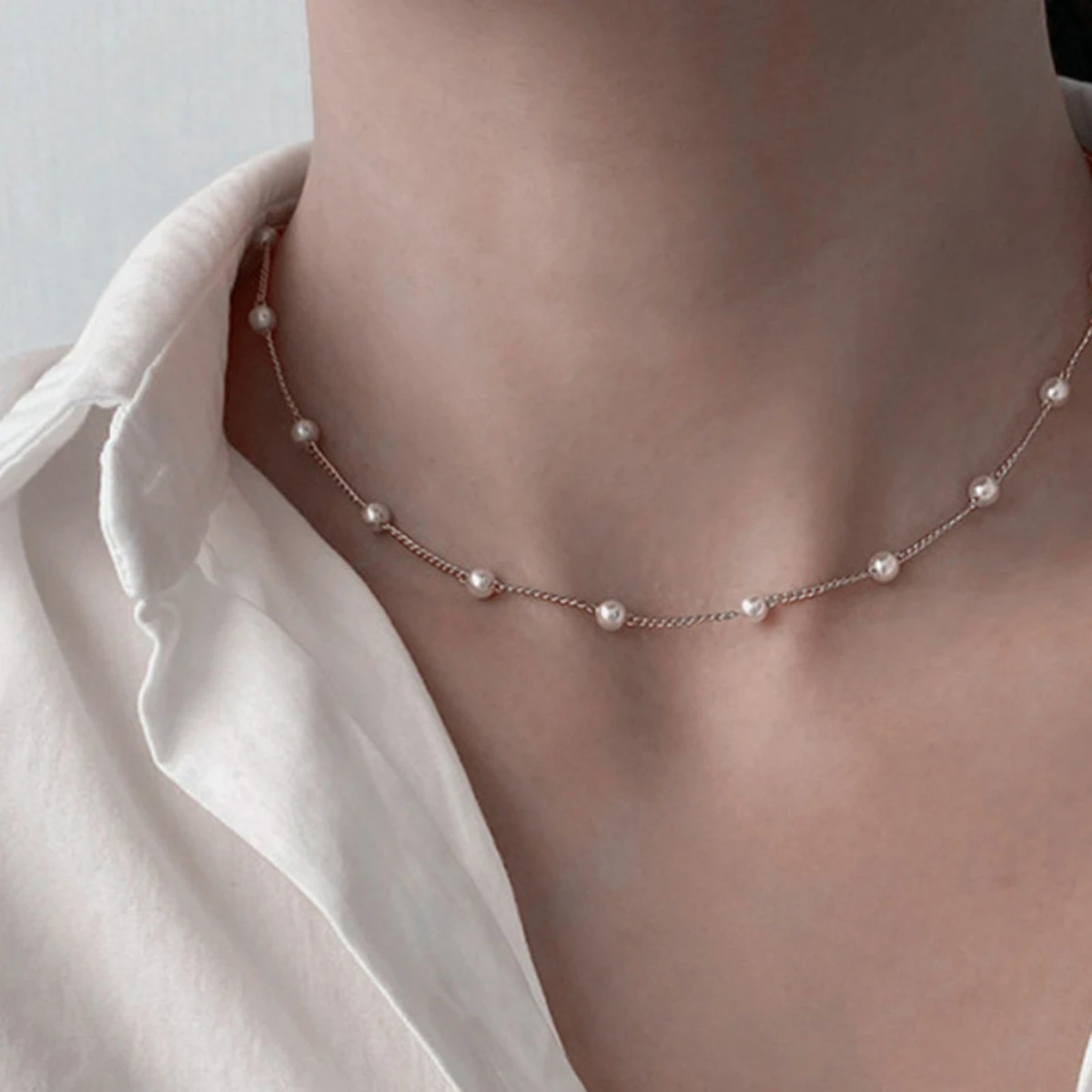 New Pearl Neck Chain Fashion Collar Chain Choker Neck Jewelry Women's Boutique Necklace Exquisite Holiday Gift