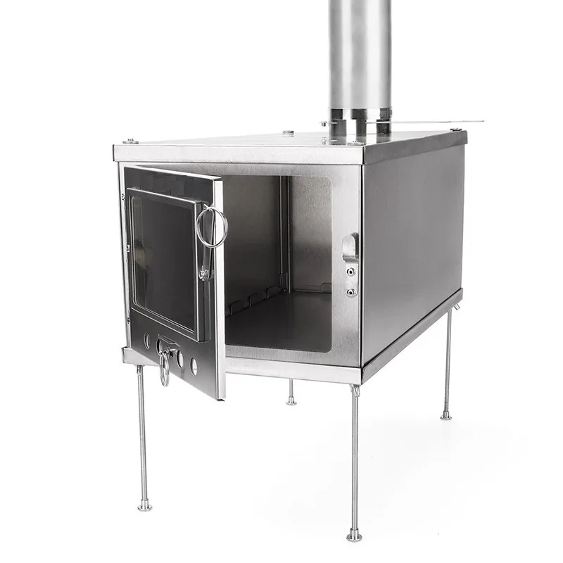 

Ultralight Titanium Wood Stove Outdoor Camping Bushcraft Quick Installation And Disassembly Wood Stove with 2 meter chimney