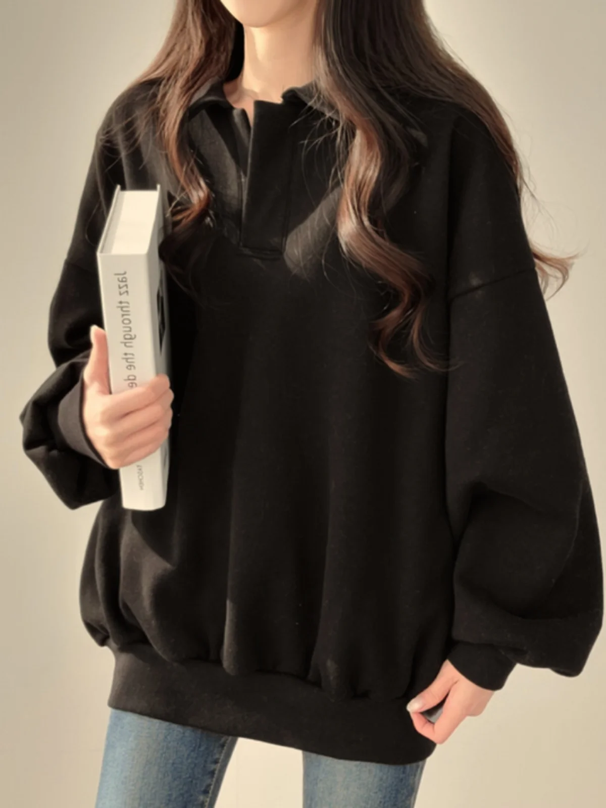 Elegancka Jesienno-Zimowa Luźna Bluza Damska w Stylu Retro, Codzienna, Wygodna, Modna Odzież Uliczna