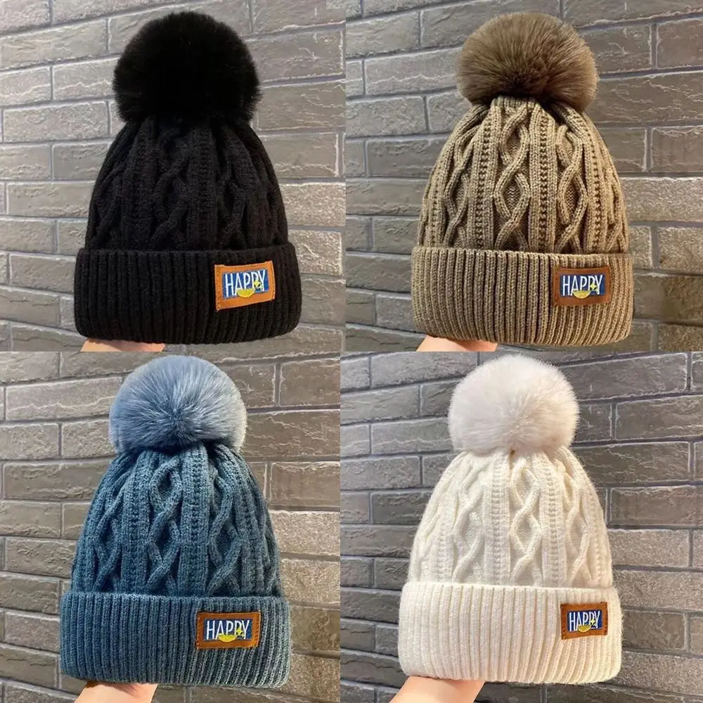 Casual Thickened Winter Knitted Hat Fleece-lined Warm Female Beanie Hats Ear Protection Knitted Cap For Women Girl's