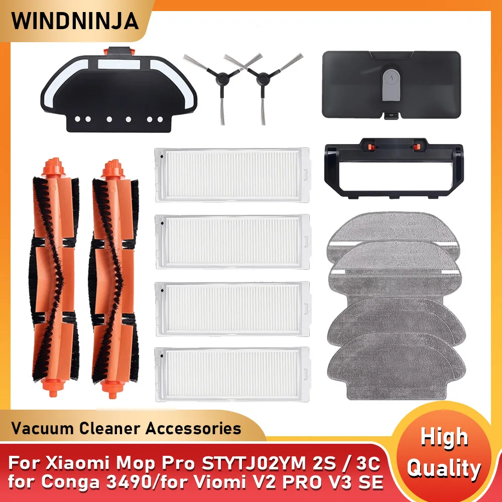 For Xiaomi Mijia Mi Robot Vacuum-Mop Pro STYTJ02YM 2S / 3C / for Conga 3490 for Viomi V2 PRO V3 SE Main Brush Filter Mop Part