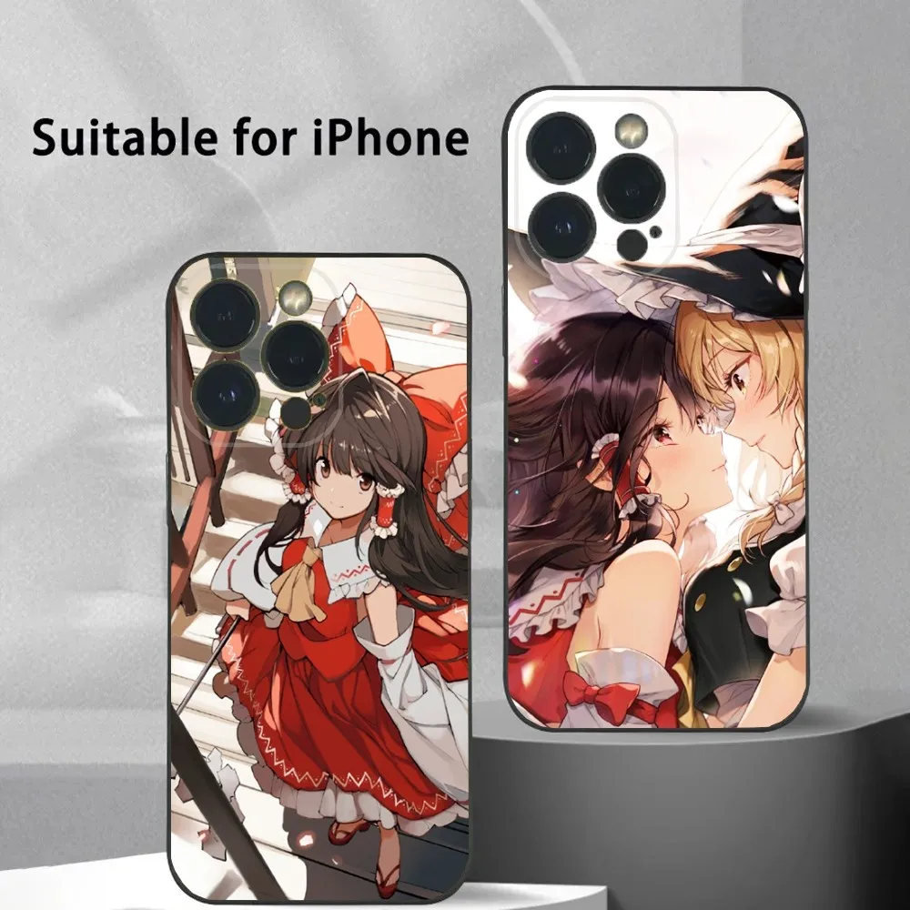 Reimu Hakurei T-TouHou P-Project Phone Case For iPhone 16 15 14 13 12 11 Plus,Pro Max,XS,X,XR,SE,Mini,8,7 Soft Silicone Black