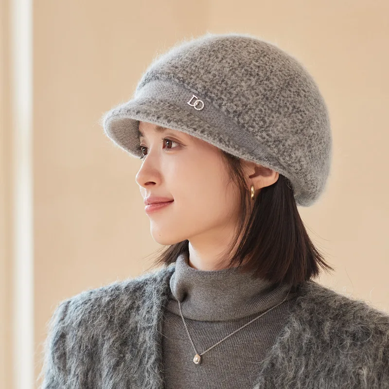 قبعة الخريف والشتاء للنساء قبعة أمي بريطانية أنيقة جديدة متعددة الاستخدامات سميكة ودافئة محبوكة