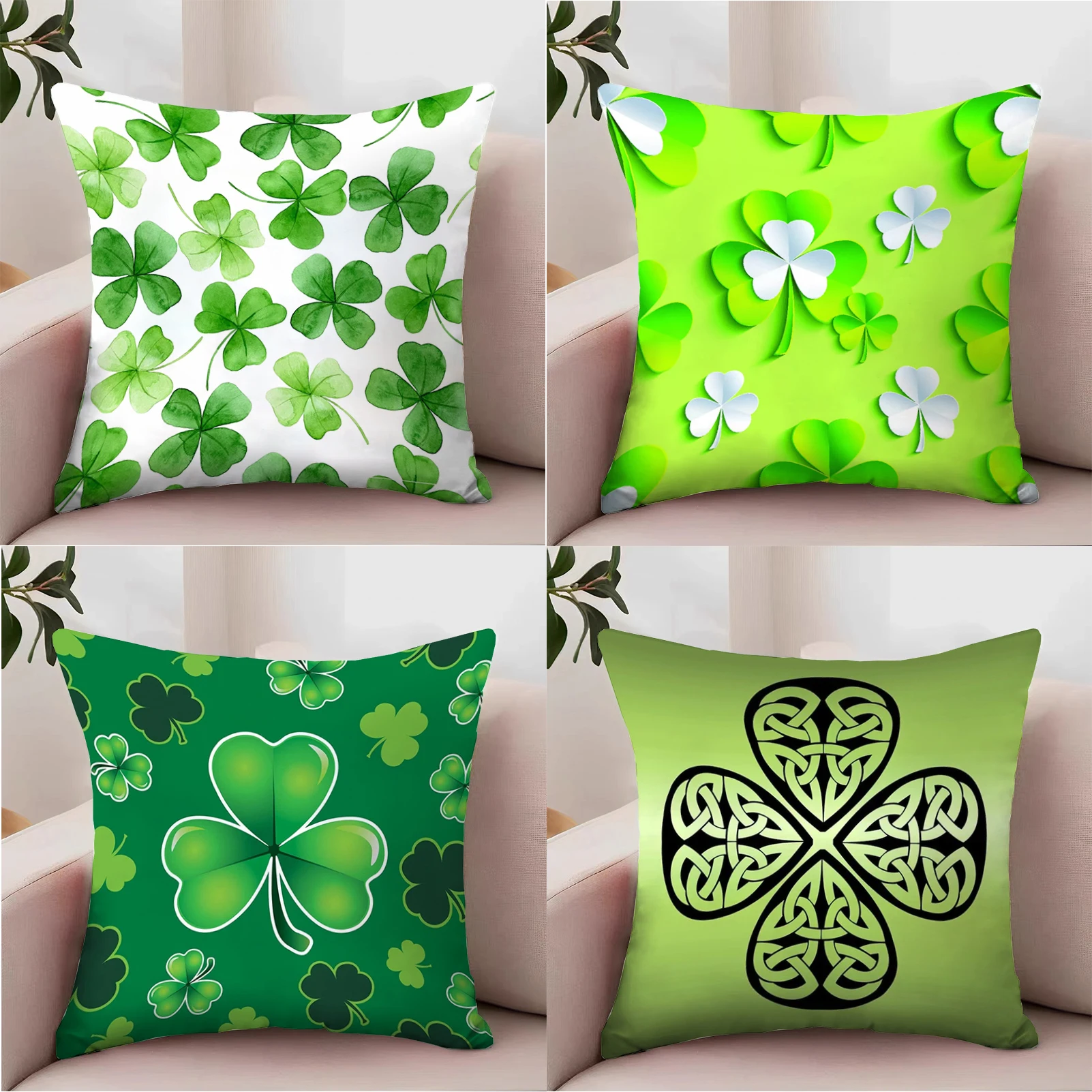 

Lucky Clover Cover for Pillow Cases Decorative Pillowcases for Pillows 45x45 Cushions Covers Home Decor Cushion Cover 50x50 Bed