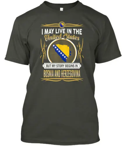 Bosnia And Herzegovina In Usa Gift T-Shirt Made in the USA Size S to 5XL