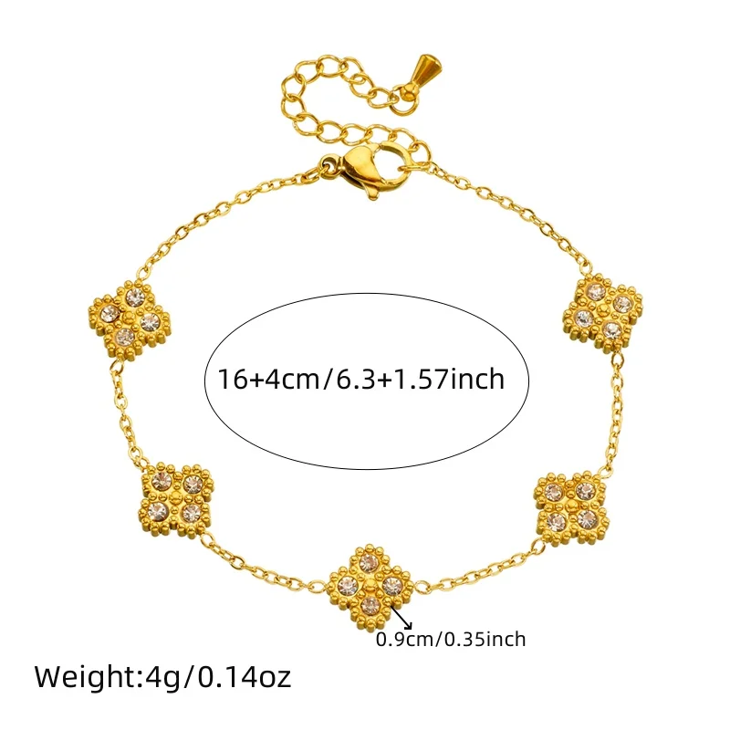 LAMENGLY High Quality 316l Stainless Steel Arrange Cylinders Crystal Flower Bracelet Woman Exquisite Charm Hand Chain Party Gift