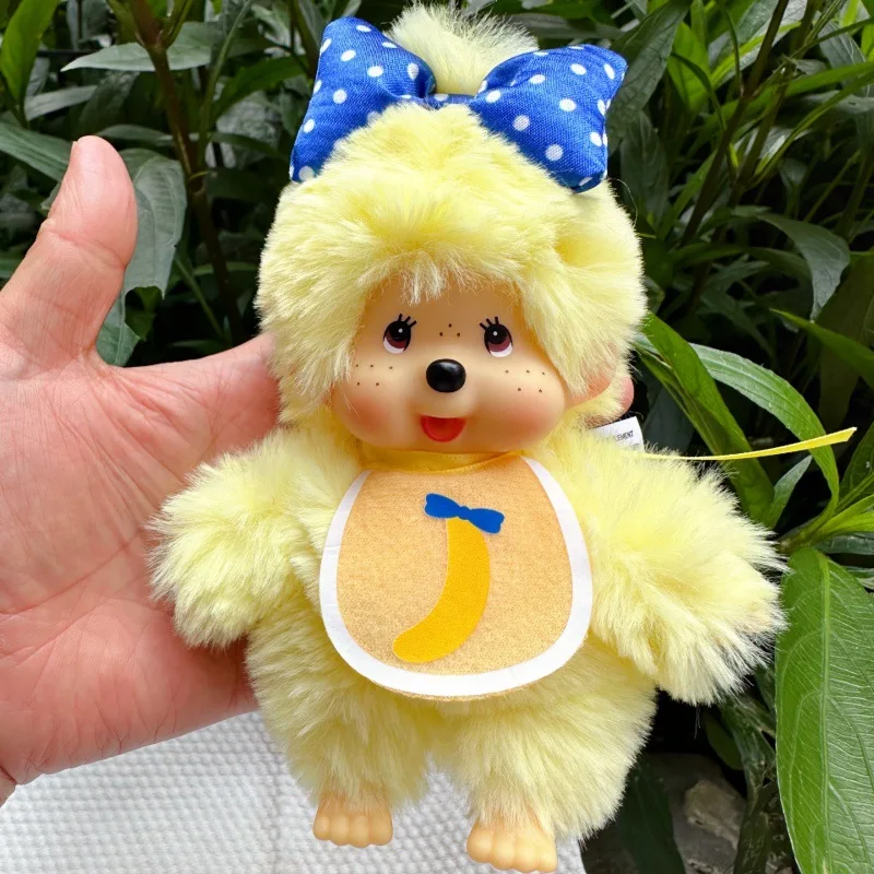 High-quality Version Japanese Classic Monchhichi Banana Series Yellow Plush Keychain Cute Stuffed Doll Pendant Decora Accessory