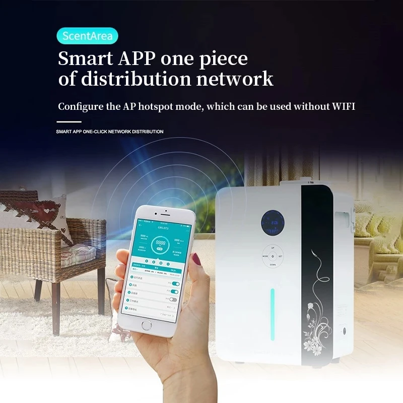 Máquina do perfume do ambientador do difusor do aroma, ³ 3000 m³, controle do telefone do App, temporizador, óleos essenciais, ATAC, coberta home, hotel