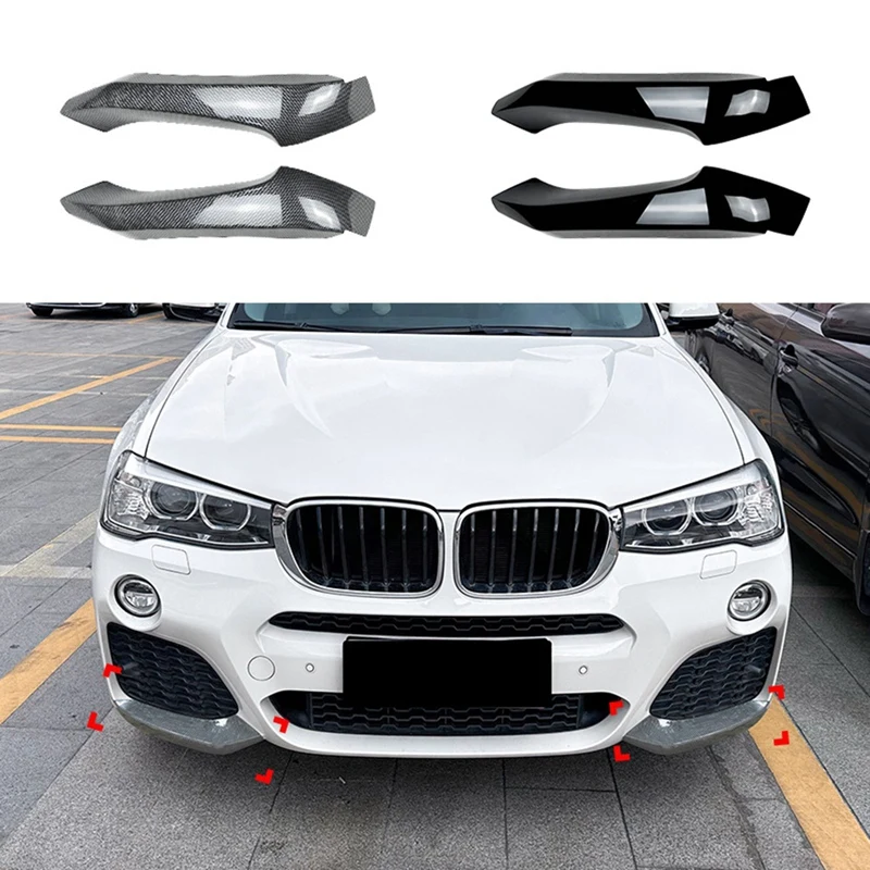 

For BMW X3 F25 X4 F26 M Sport 2014-2017 Front Bumper Lip Angle Diffuser Splitter Spoiler Protector Accessories Bright Black