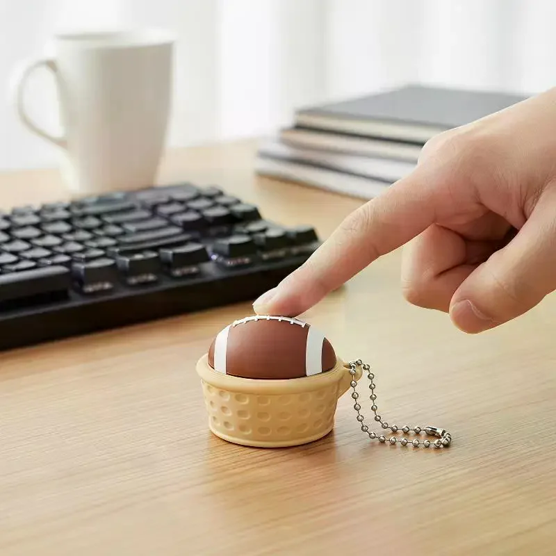 Basketball Football Fidget Clicker Toy 3D Printed Mini Keychain Sensory Stress Relief Toy for Teens Easter Bag Fillers
