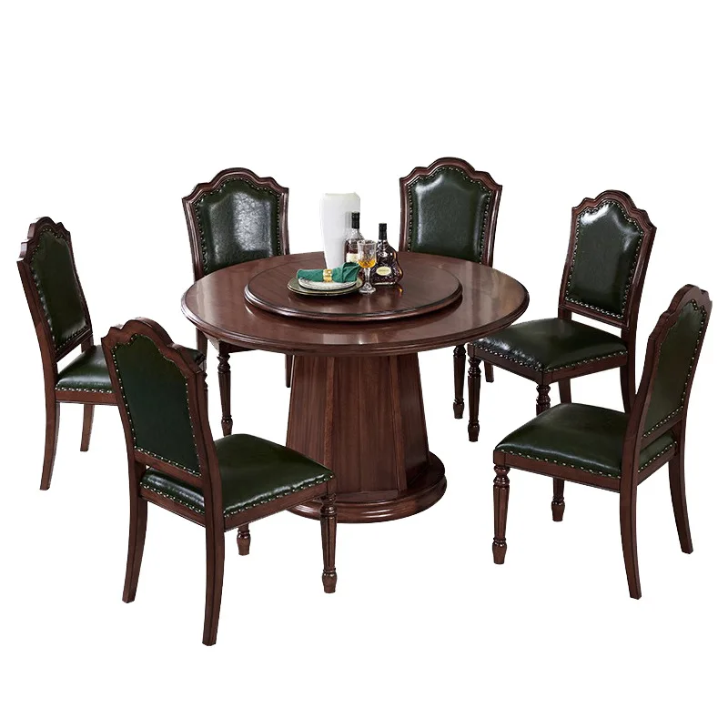 

American, round, solid wood, dining room, retro, dining table and chairs, combination