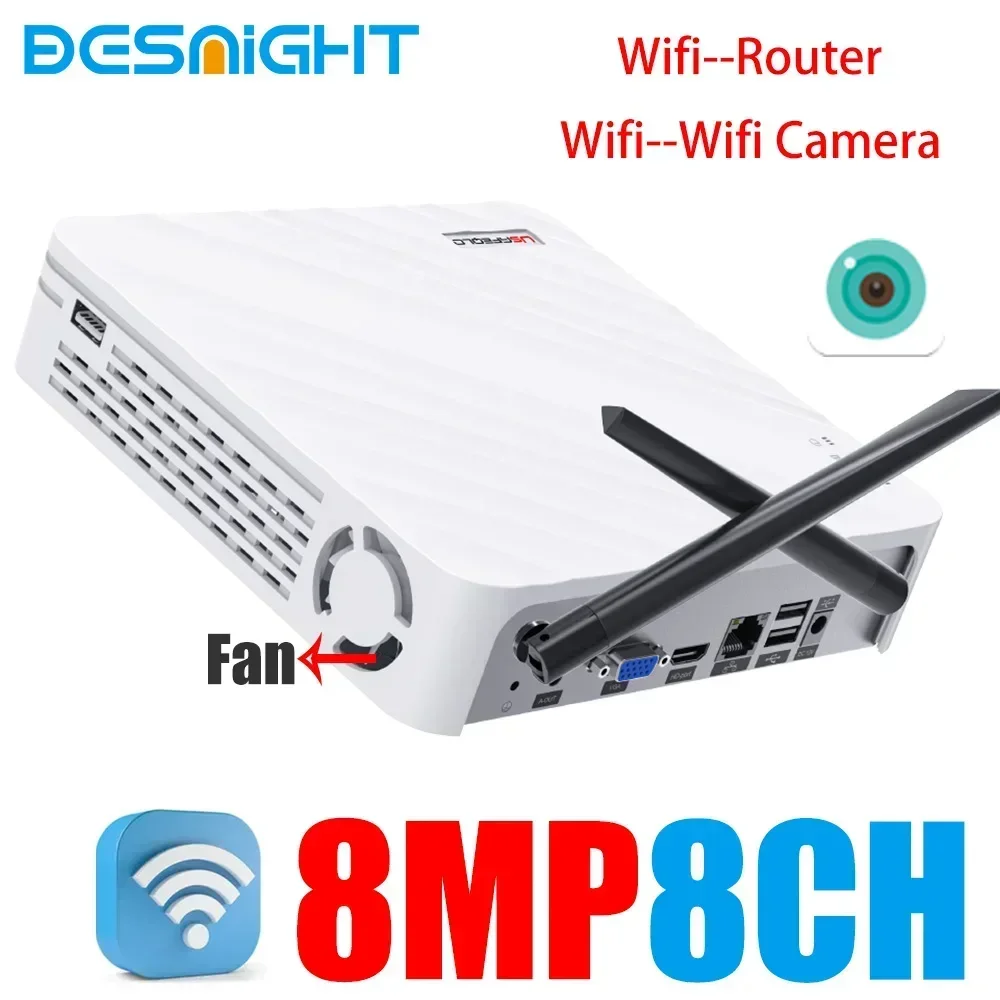 

Mini Wifi NVR For icsee WiFi Camera Support Wifi to Router Smart Motion Detection For 8CH 5MP 3MP IP Camera Face Detection