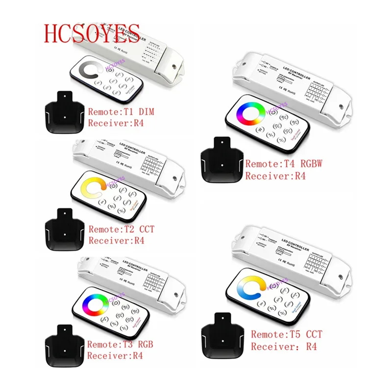 

Bincolor T1/T2/T3/T5+R3 mini RF wireless remote led dimming/CCT/RGB/CW NW WW led dimmer Receiver controller DC12V-24V for strip