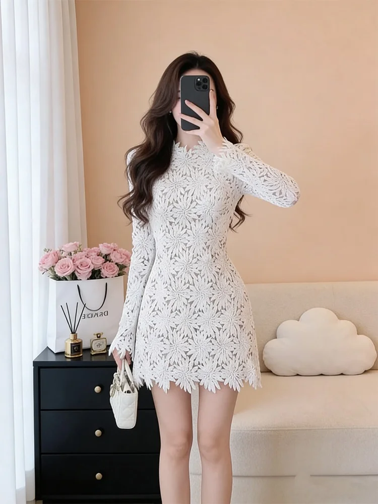 

Элегантная юбка А-силуэта с тяжелой вышивкой и кружевом, с эффектом утончения талии, для женщин, модная, идеально подходит для свиданий и вечеринок.