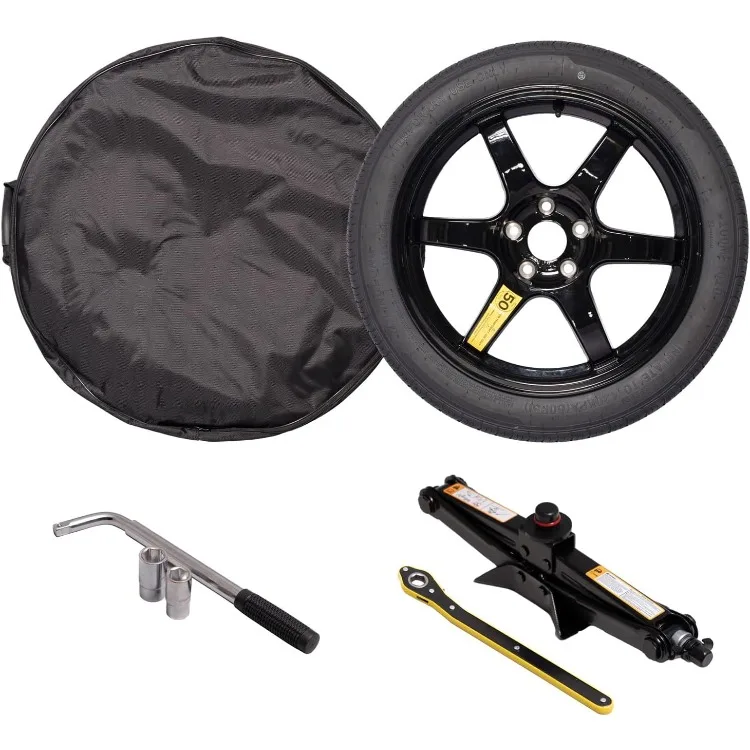 Complete Spare Wheel and Tire Kit for Tesla Model Y - Includes 18x4 Black Rim, 155/85R18 Spare Tire (28.5