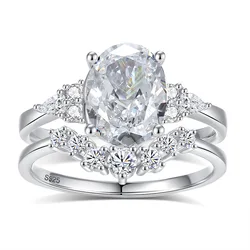 7x9MM Oval Moissanite Two Rings with Certificate 2ct Laboratory Diamond Ring Women Wedding Jewelry S925 Silver