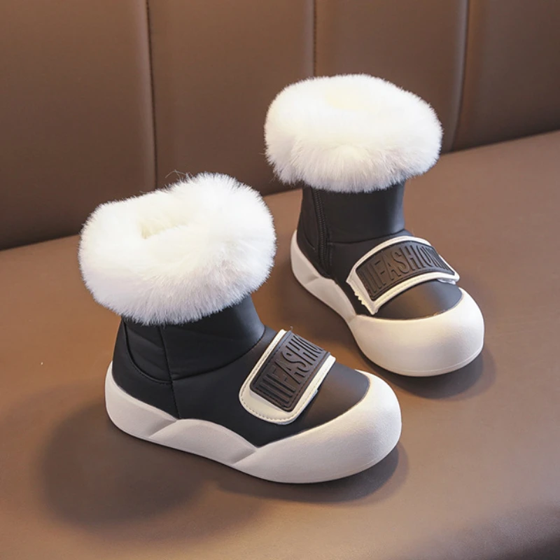 Warm Snow Boots New Fashion Girl Boots Simple Versatile Mid Length Boot Velvet Comfort Child Shoes Anti Slip Classic Girls Shoe