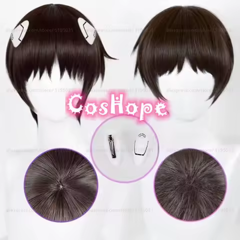 Ikari Shinji Cosplay Wig Women 30cm Short Dark Brown Wig Cosplay Anime Cosplay Wigs Heat Resistant Synthetic Wigs