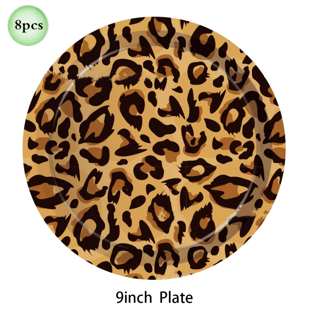 1 Satz Wald Tier Leopard Tiger Druck Platte Tischdecke Servietten Wald Banner Dschungel Safari wild eine Geburtstags feier Dekoration – Detail 11