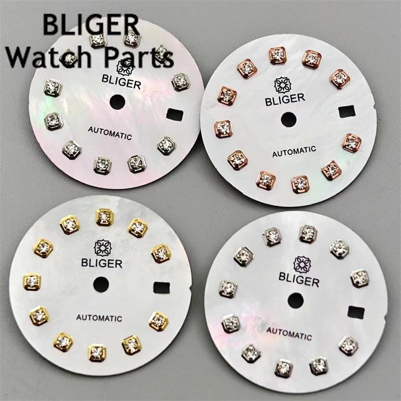 

BLIGER 20.5mm Watch Dial For Ladies Watch Fit NH05A NH05 Automatic Movement Date Display Silver/Gold/Rose gold Diamond Index
