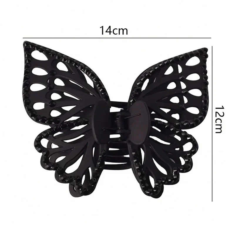 Large Butterfly Claw Clips Black Acrylic High-end Resin Hair Claw Simple Style Fashion All-match Shark Clip Hair Accessories