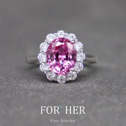 ForHer Design Fine Jewelry Custom Made Lab Grown Spinel Princess Ring Surround For S925 Sliver Gold Plated Oval Cutting Gem