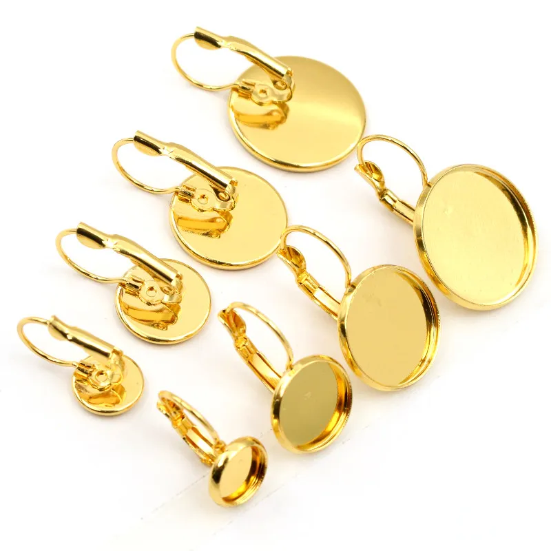6-25mm Stainless Steel French Lever Cabochon Earring Setting Blank Earring Base Cameo Tray For Jewelry Making Supplies