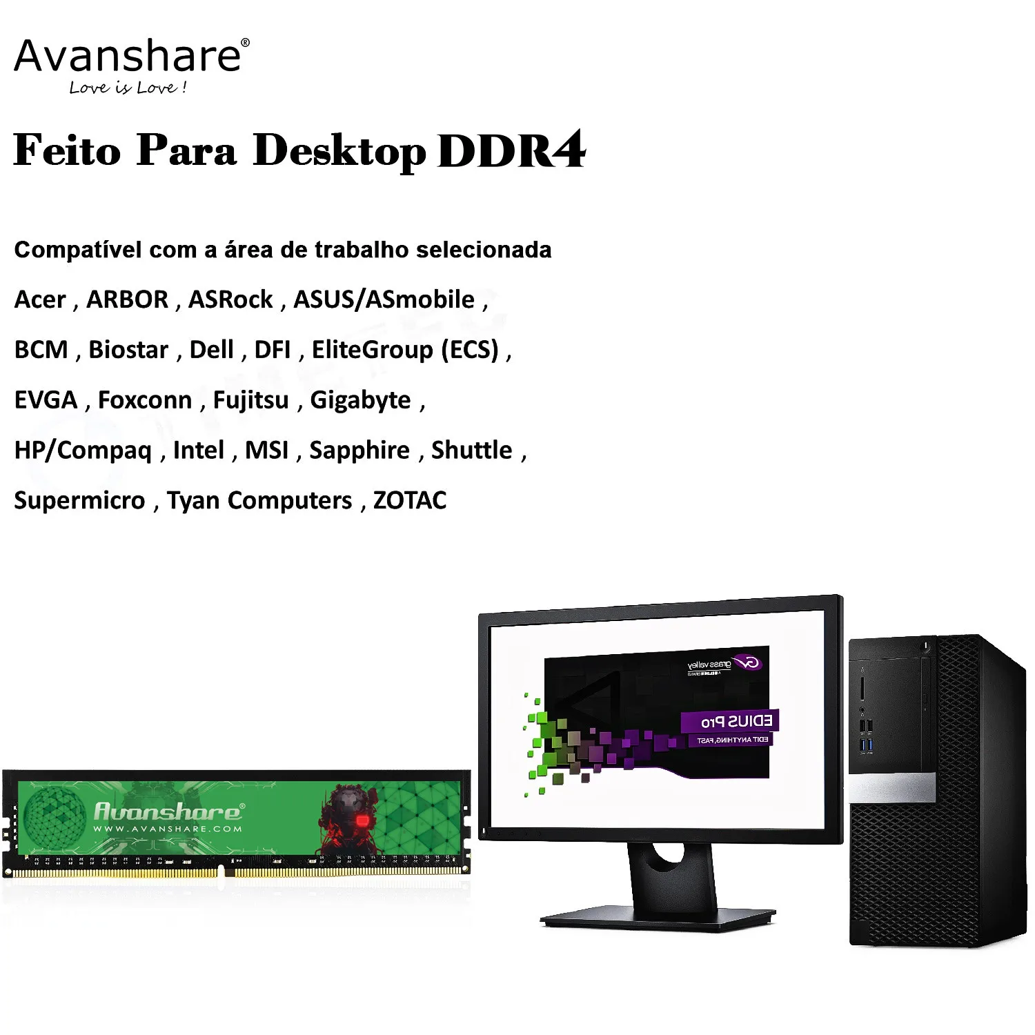 Imagem -02 - Memória Ram Avanshare Ddr4 4gb 8gb 16gb 32gb 1333 1600 2133 2400 2666 3200 Mhz Ddr3 Ddr4 Memória de Desktop sem Ecc Dimm sem Buffer