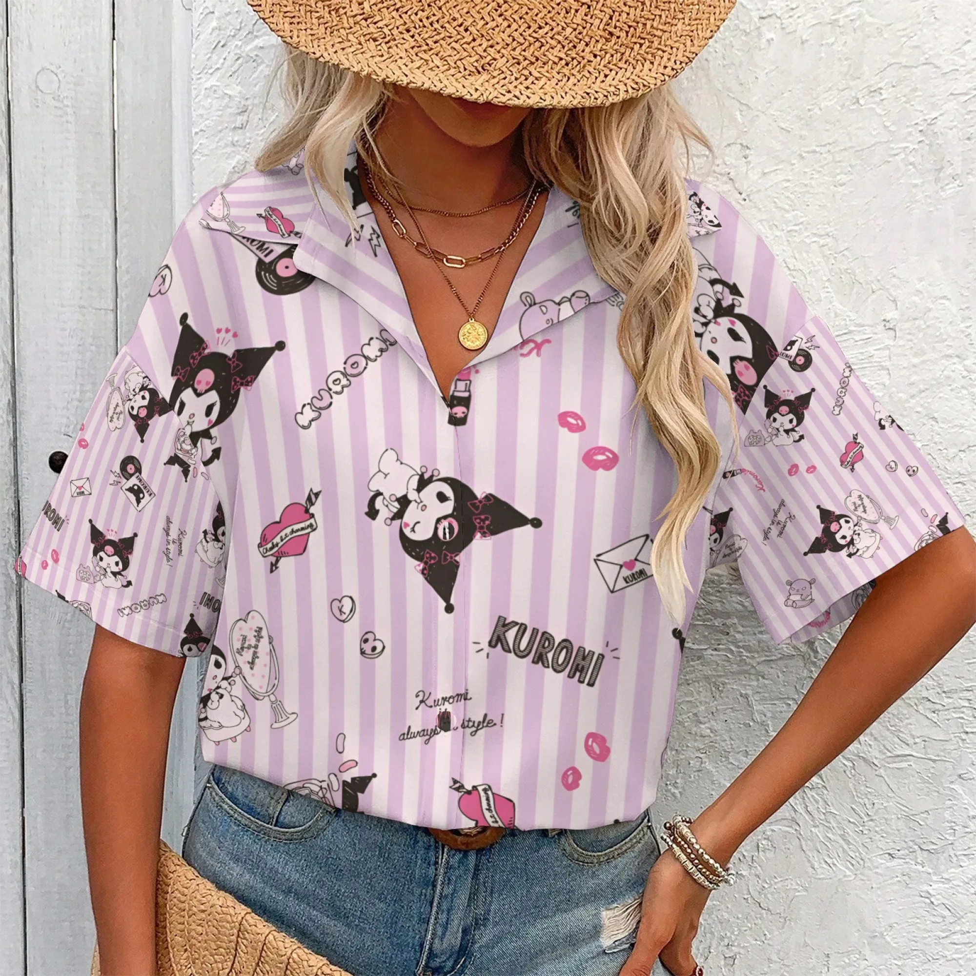 قميص كورومي Xxxl مراجعات كورية العديد من ملابس الفتيات ملابس نسائية قمصان كورومي تي شيرت نسائي تي شيرت كبير الحجم