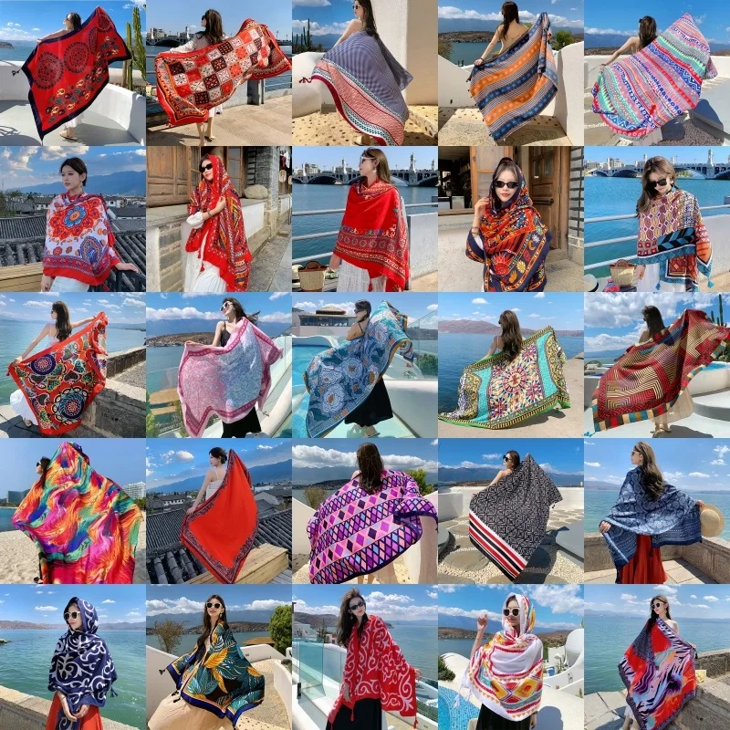 28 estilos 90x180cm viaje playa protector solar bufanda Bikini chal grande Sarong bufanda envolvente mujeres traje de baño brasileño cubierta de baño