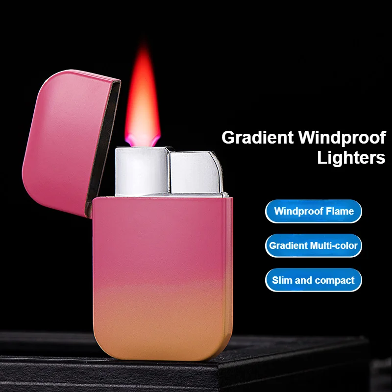 

Hot Explosive Models Gradient Color Ultra-thin Inflatable Lighter Windproof Durable High Value Men and Women Mini Lighters