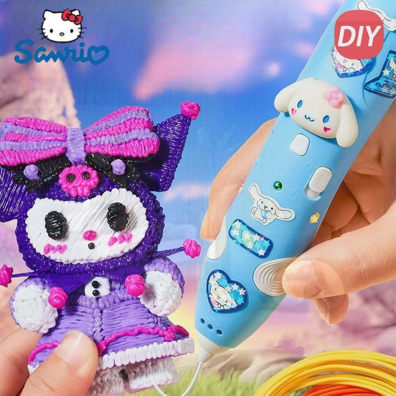 Sanrio Peripheral Melody Kuromi 3d Three-Dimensional Printing Pen Low-Temperature Brush Toy Multi-Functional Painting Pen Gifts