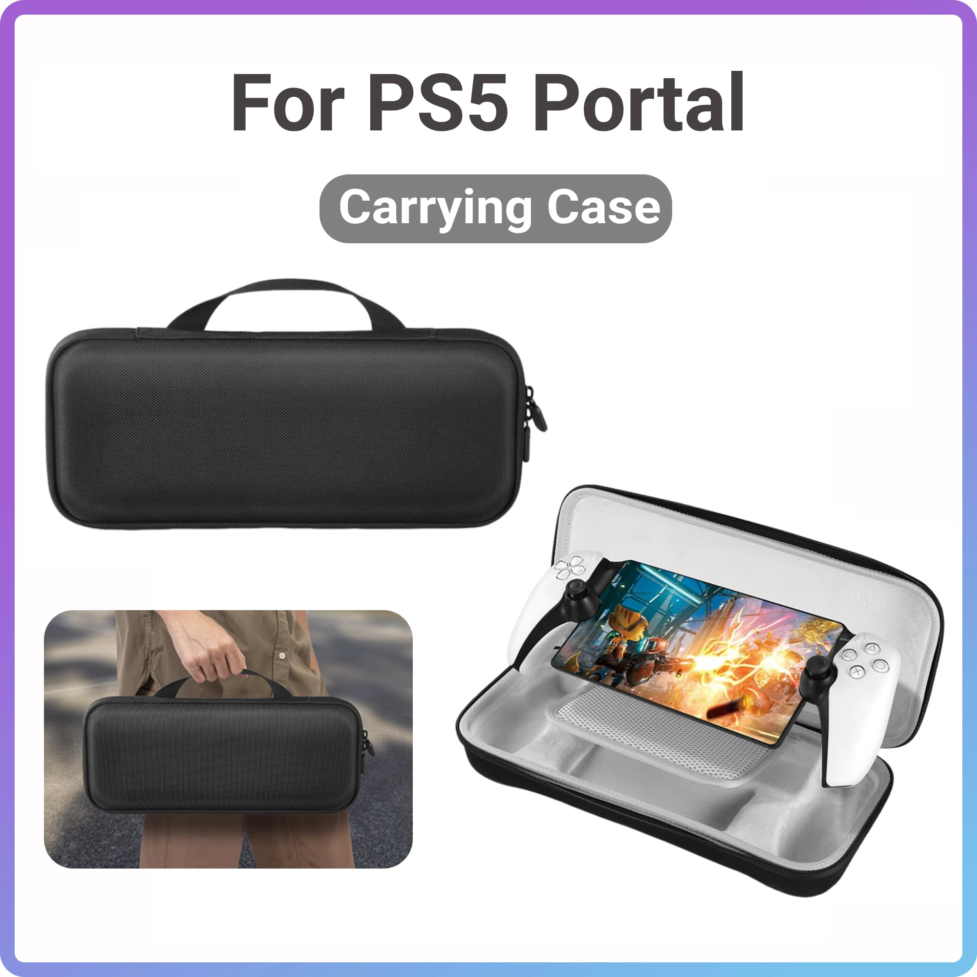 Hard Case Storage Bag for PS5 Portal Handheld Game Console Portable Carry Box Travel Pouch for Playstation Portal Remote Player