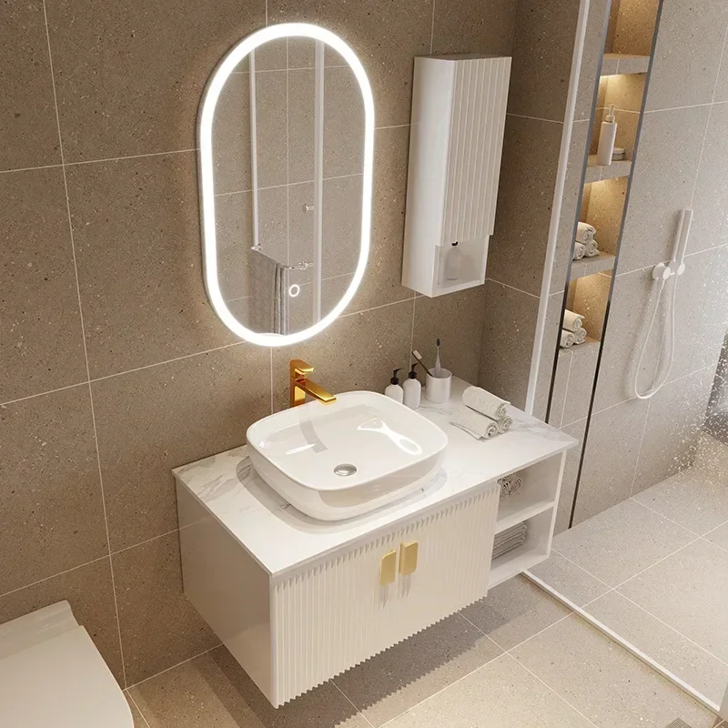 Luxury Bathroom Cabinets Top Washbasin Bathroom Vanity Cabinet Wall Storage Cabinet Adjustable Shelf Top Sink Bathroom Furniture