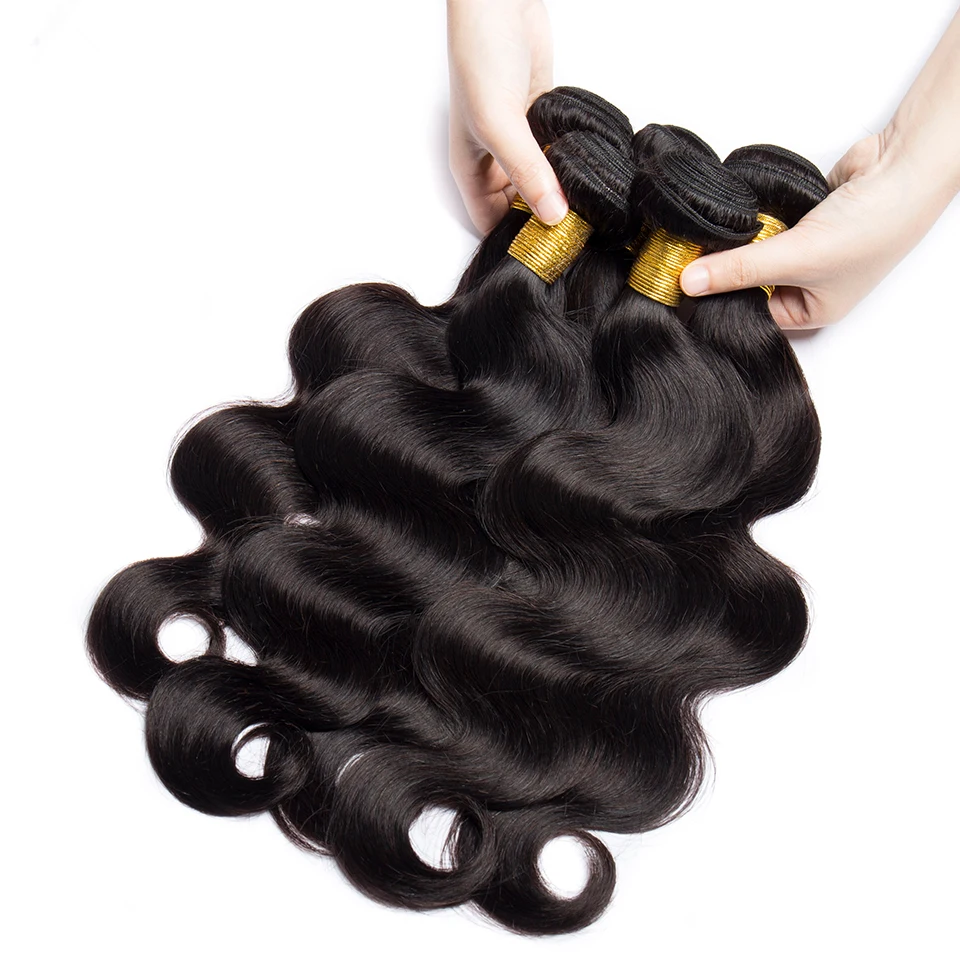 VIPBeauty Body Wave Human Hair Bundles 3Pcs Lot Peruvian Body Wavy Hair Weave 10In To 30In for Black Women Natural Color