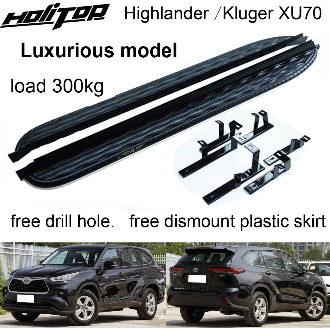 

HOT side step running board nerf bar for Toyota Highlander XU70 Kluger 2021 2022 2023,Luxurious model,Thicken design,load 300kg