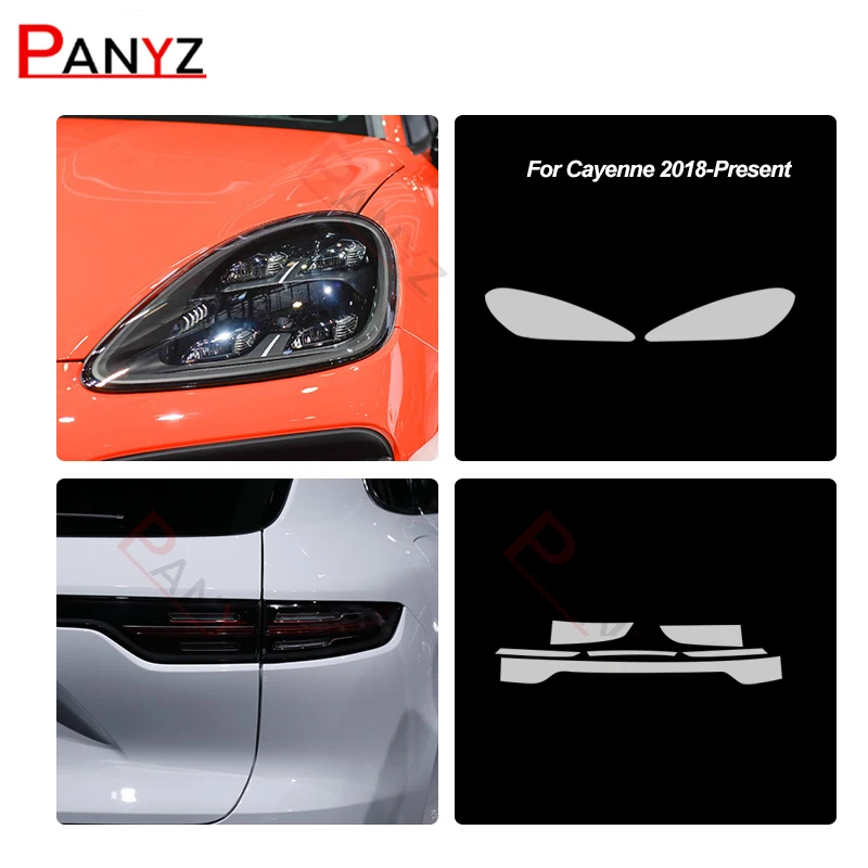 Película protectora de TPU para faros de coche, tinte negro ahumado, pegatinas TurboTint Wrap vinilo para Porsche Cayenne 958 2011-presente GTS