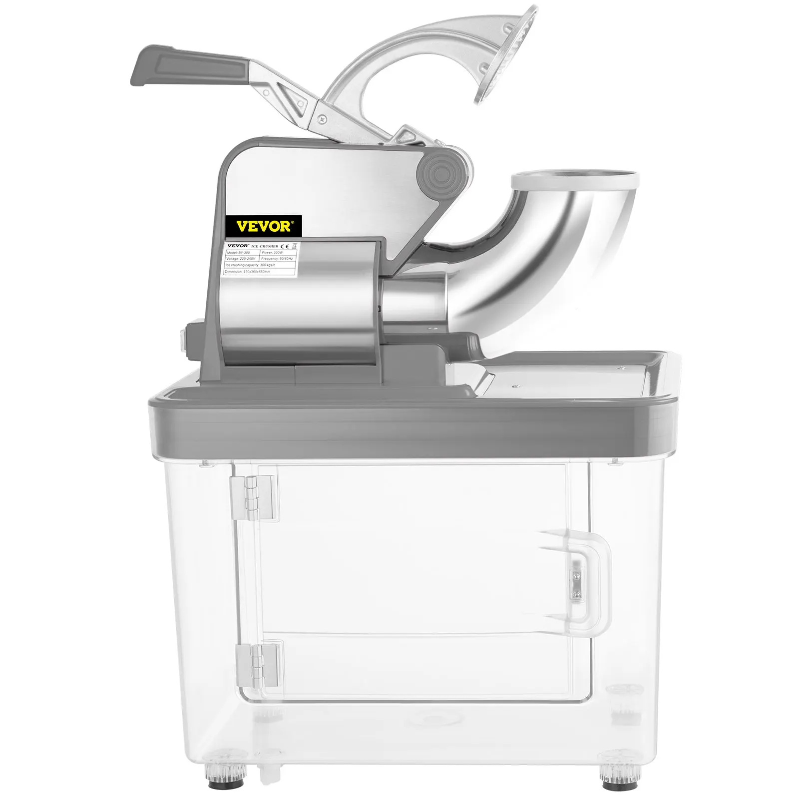 110V Commercial Ice Crusher , ETL Approved 300W Electric Snow Cone Machine With Dual Blades, Stainless Steel Shaved Ice Machine