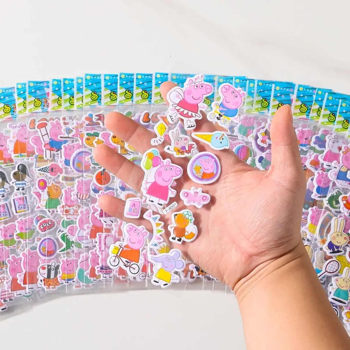 Peppa Pig Aufkleber 3D dreidimensionale Aufkleber Mädchen Cartoon-Blasenaufkleber niedliche lustige geprägte Wandaufkleber – Detail 7