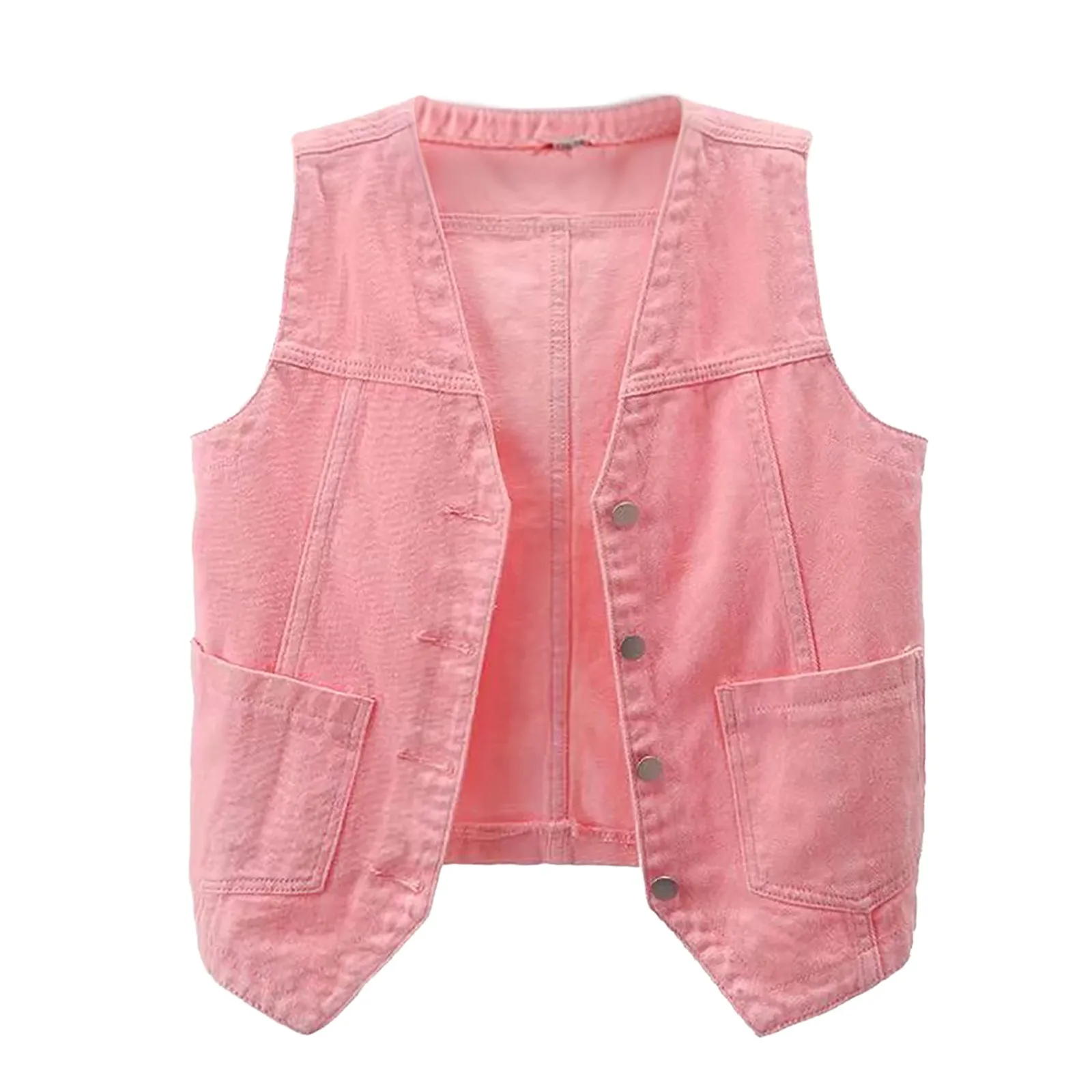 Spring New Female Short Slim Sleeveless Coat Vest Women Loose Single Breasted Blue Casual Tops Vintage Denim Waistcoat Jacket