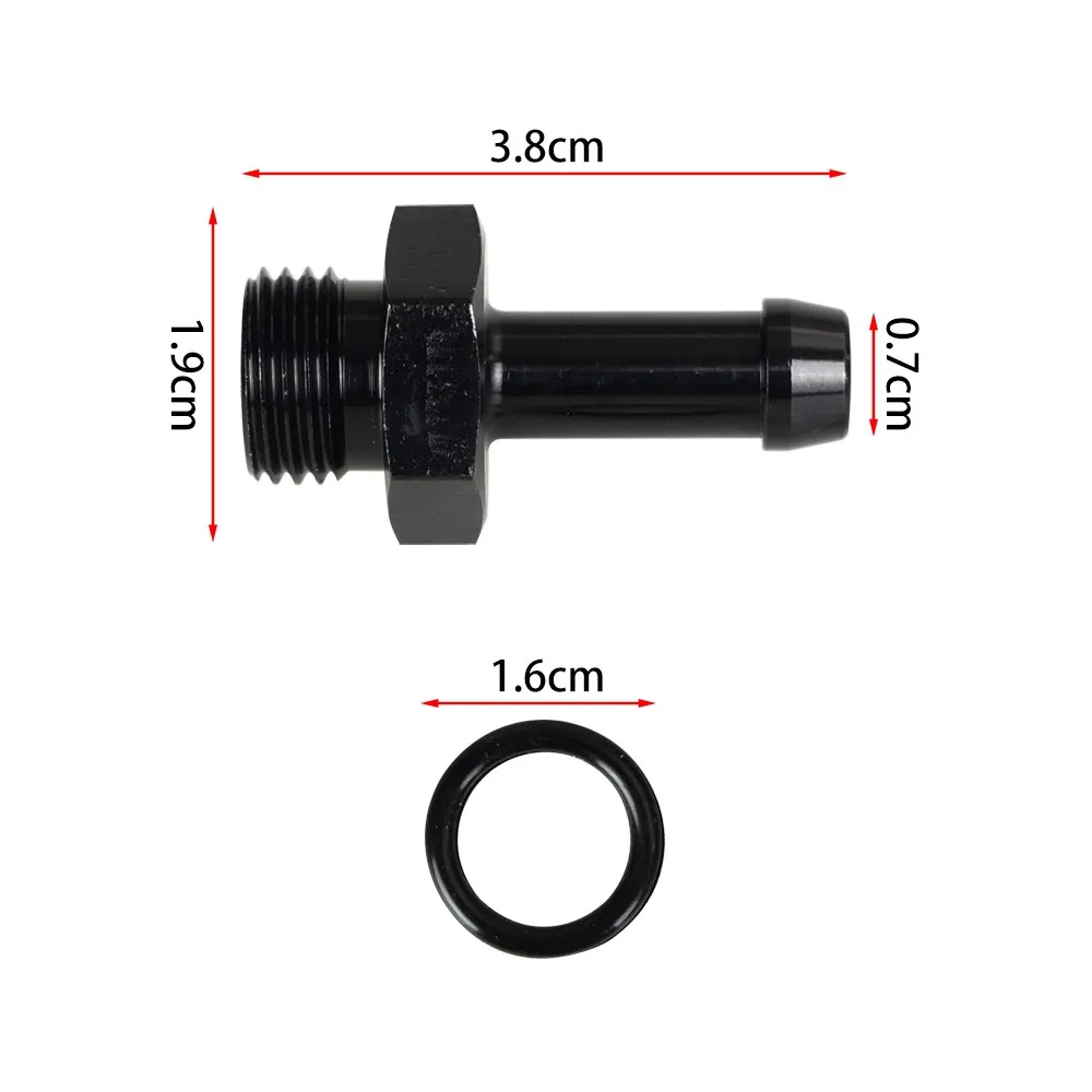 AN6 Male to 5/16 Hose Barb Fitting 6AN O-ring Seal Boss Fuel Line Adapter with ORB Washer Black Anodized 5/16'' Aluminum 