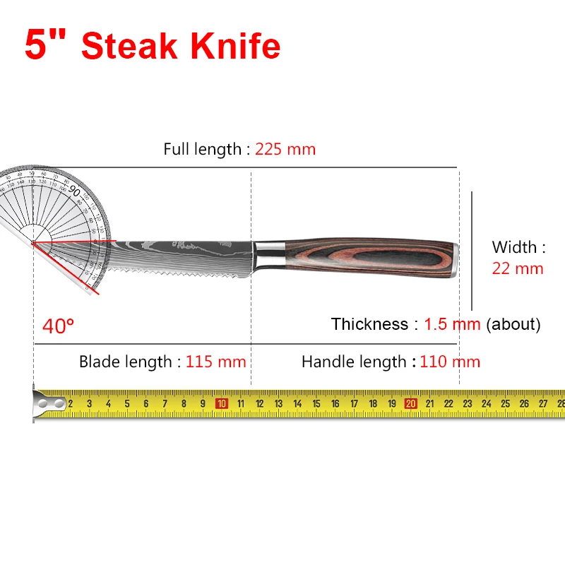 Steak Knives 1-6pcs Serrated Blade Kitchen Table Knives Wooden Handle Stainless Steel Dinner Knife For Restaurant Home Cooking view 2