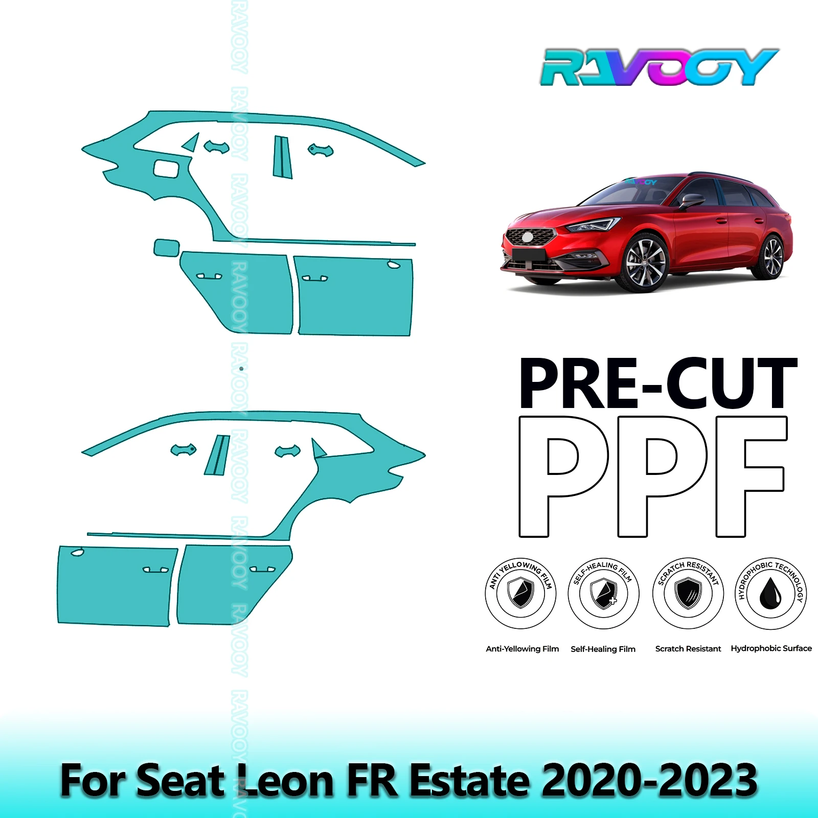 

For Seat Leon FR Estate 2020-2023 8.5mil Clear Matte Pre-Cut PPF Door & A/B Pillar Kit TPU Paint Protection Film Set