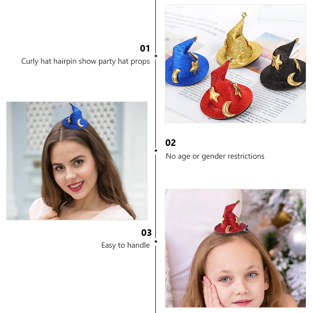 4 Pcs Hair Pin Performance Party Billycock Props Headdress Kids Halloween Make up Mini Hat Hairpin Black Clip Girls