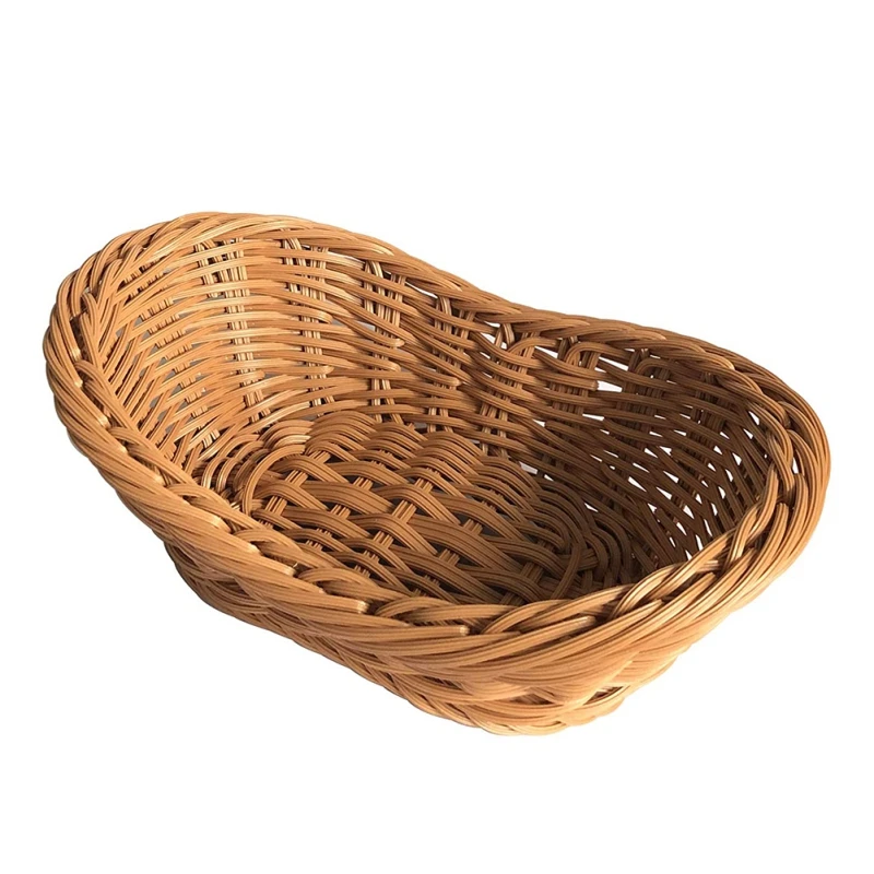 Oval Bread Tray Rattan Wicker Woven Serving Baskets for Bread Fruit Vegetable Handmade Storage Basket Display Rattan Basket