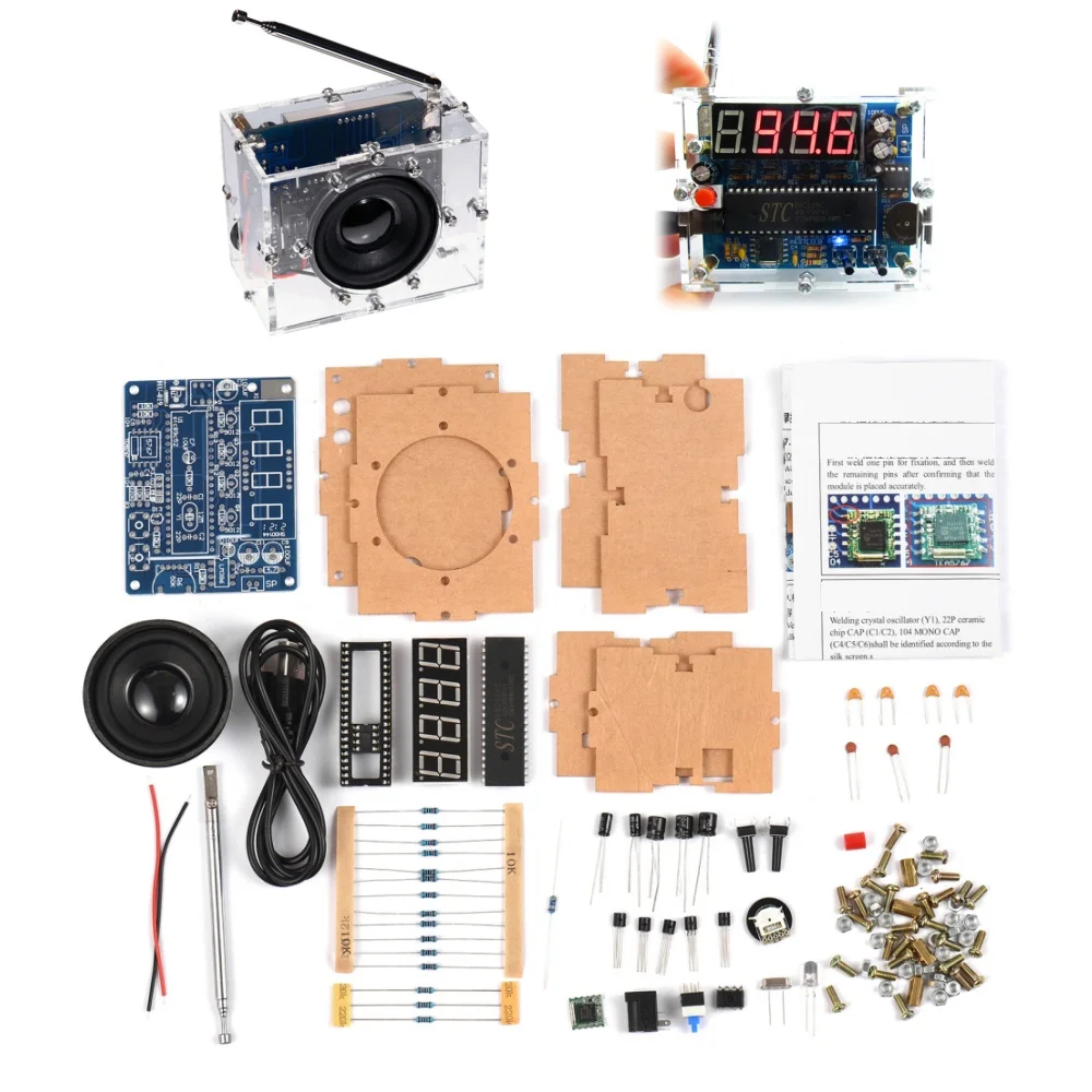 DIY Electronic Radio Kit FM Frequency Modulation Adjustable Frequency 87-108MHz Digital Display TEA5767 DIY Soldering Kit