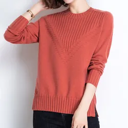 Girocollo maglione pullover lavorati a maglia maglioni morbidi di base per le donne primavera autunno inverno maglieria Pull Femme top