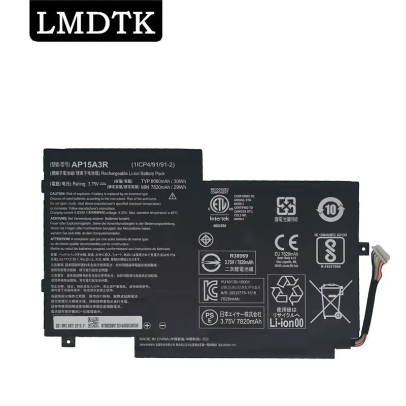 

LMDTK Новый AP15A3R AP15A8R Аккумулятор для ноутбука Acer Aspire Switch 10 SW3-013 3,75 V 30WH 8000mAh