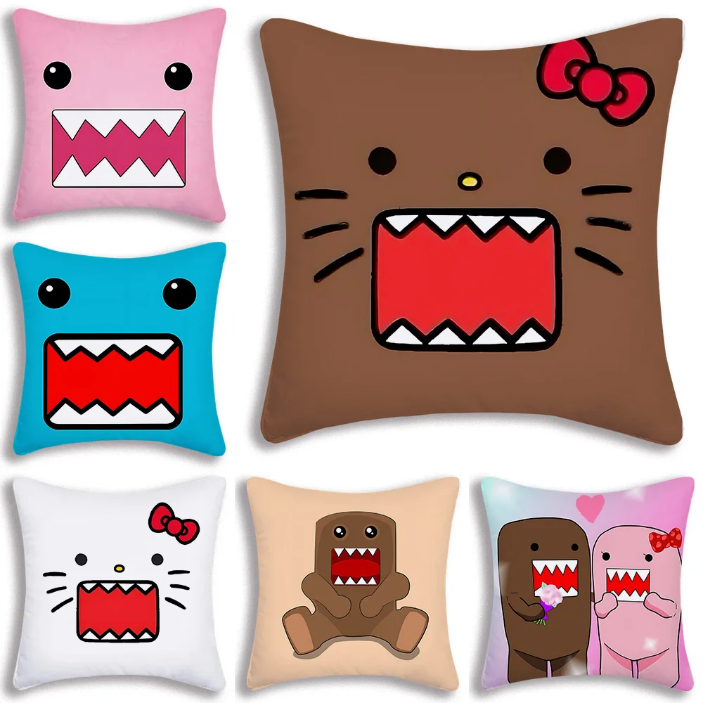 Pillow Covers Cartoon D-Domo Kun Faces Sofa Decorative Home Double-sided Printing Short Plush Cute Cushion Cover