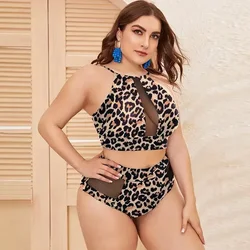 2024 nowy Push Up Bikini Plus Size strój kąpielowy dla kobiet Tankini wysoki stan stroje kąpielowe w panterkę kąpielowy kostium kąpielowy Mujer 4XL